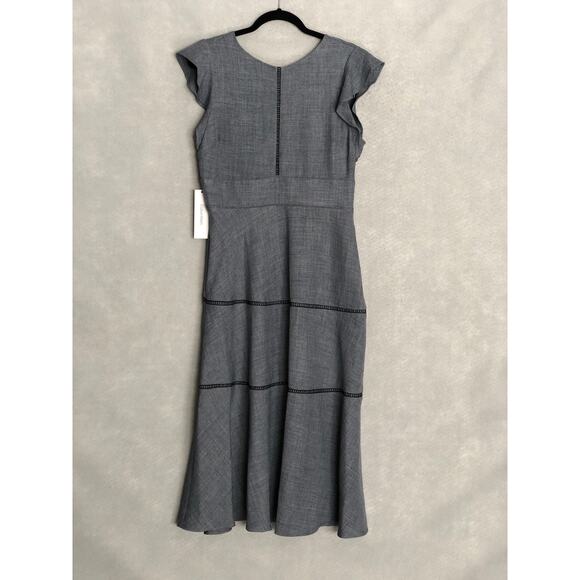 Calvin Klein A-Line Midi Dress Women's Size 8 Short Flutter Sleeve Blue NEW - Picture 1 of 9